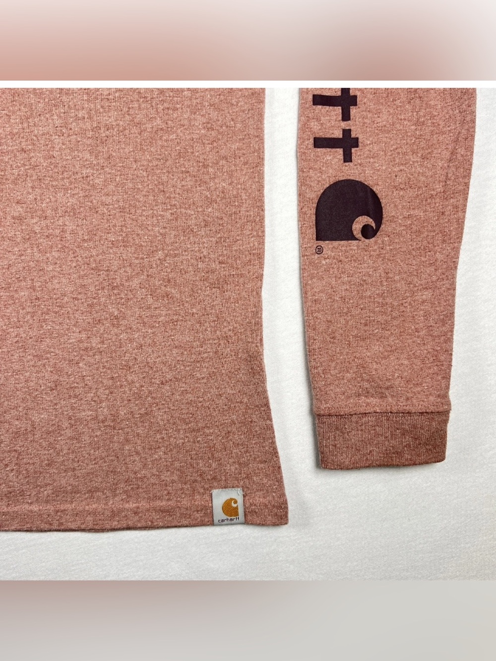 Carhartt Womens XS 0-2 Long Sleeve T-Shirt Rose Tint Pink Long Sleeve Logo Soft - Picture 4 of 7